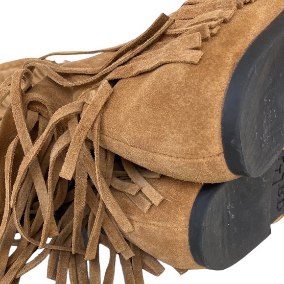 Sam Edelman Utah Suede Leather Fringed Moccasin Boot - Picture 9 of 14